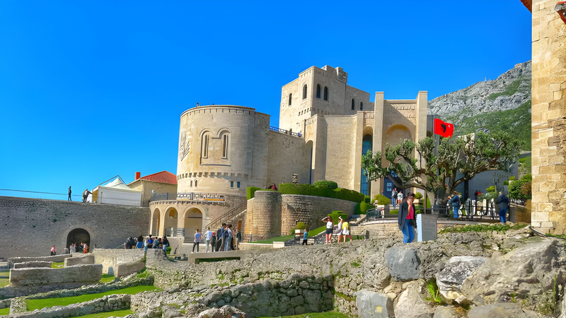 From Tirana: Kruja Castle, Old Bazaar & Sari Salltik View